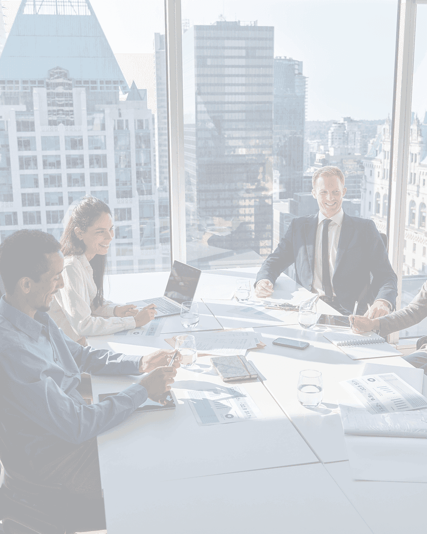 Legal professionals in discussion in a law firm meeting room