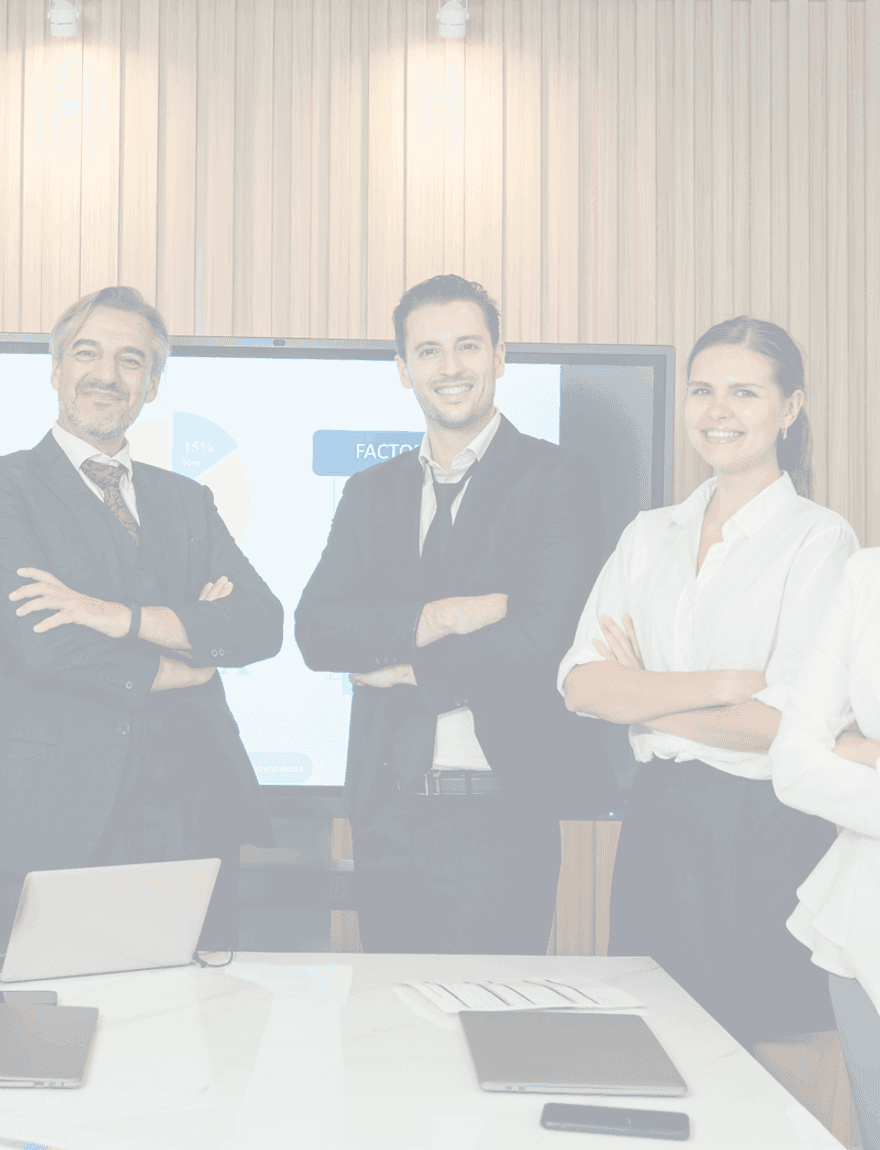 Colleagues in conversation across a boardroom table