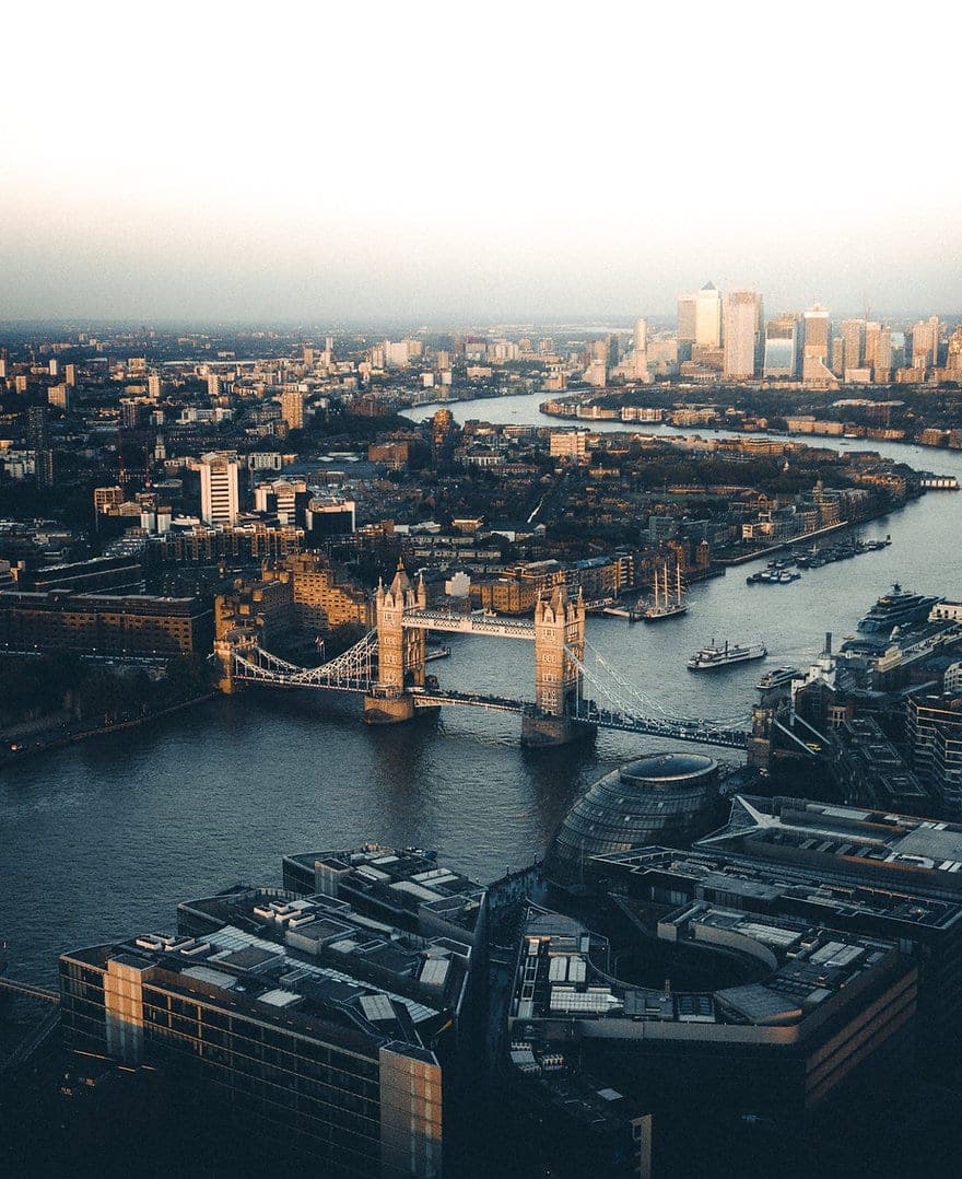 Aerial view of the City of London and the Thames